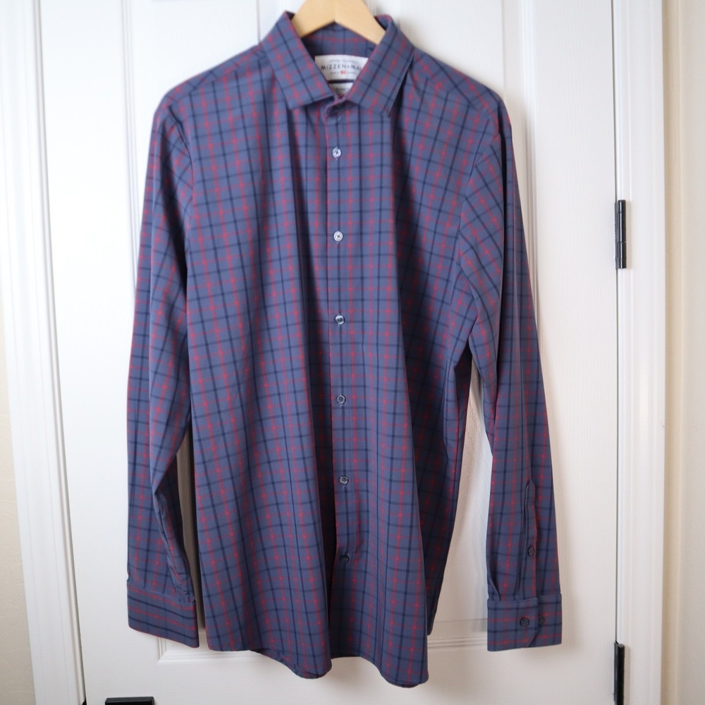 Mizzen + Main Leeward Button Up Long Sleeve‎ Dress Shirt Mens XL Plaid USA